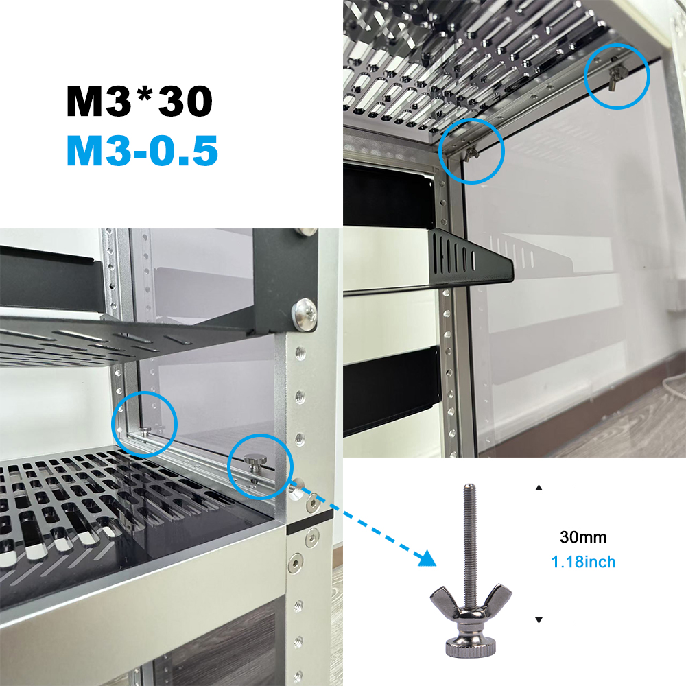 Stacking screw dimensions and installation
