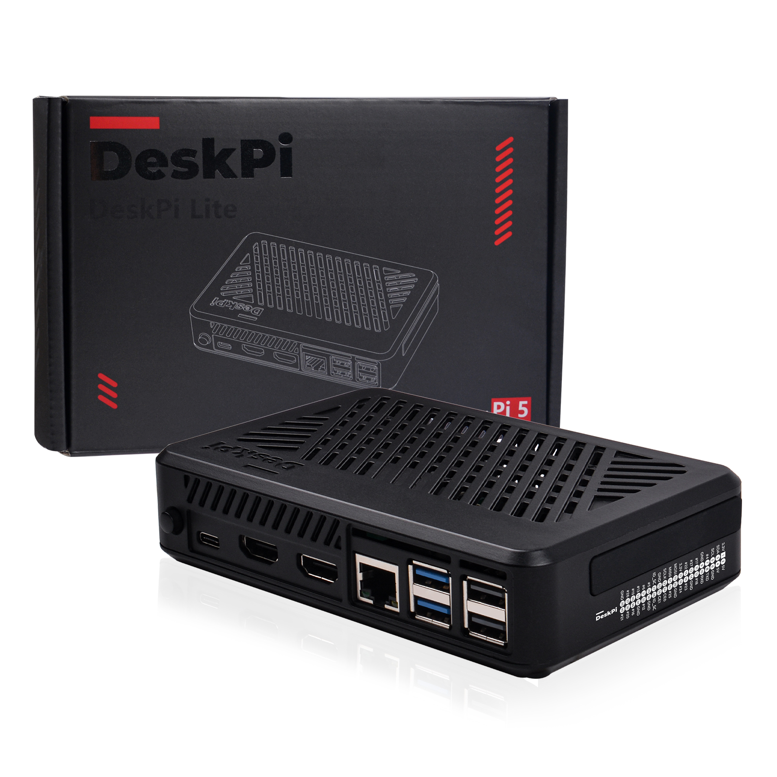 DeskPi Lite Pi 5 dimensions diagram