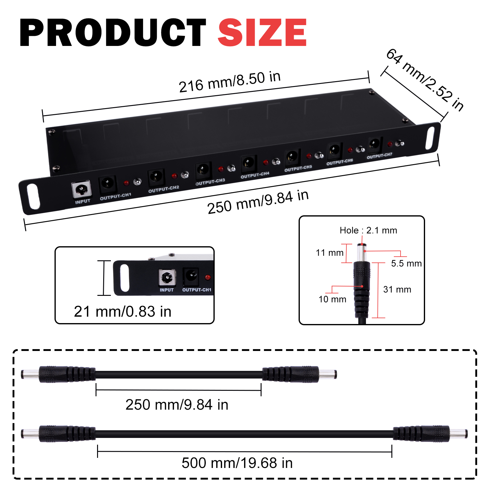 DP-0042 dimensions and DC plug specs