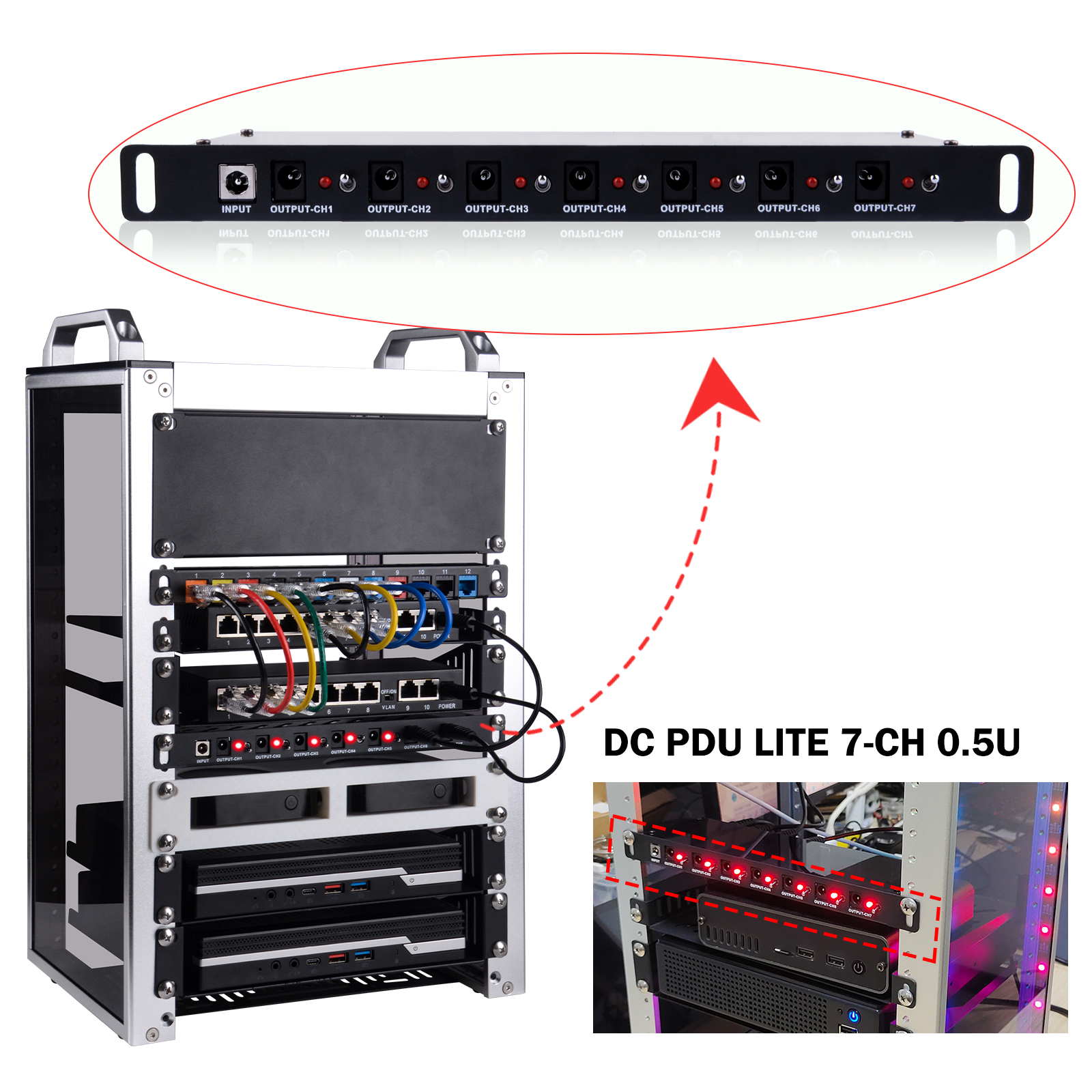 DP-0042 powering switch and SBCs in a RackMate T1