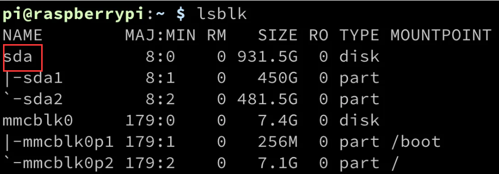 lsblk output