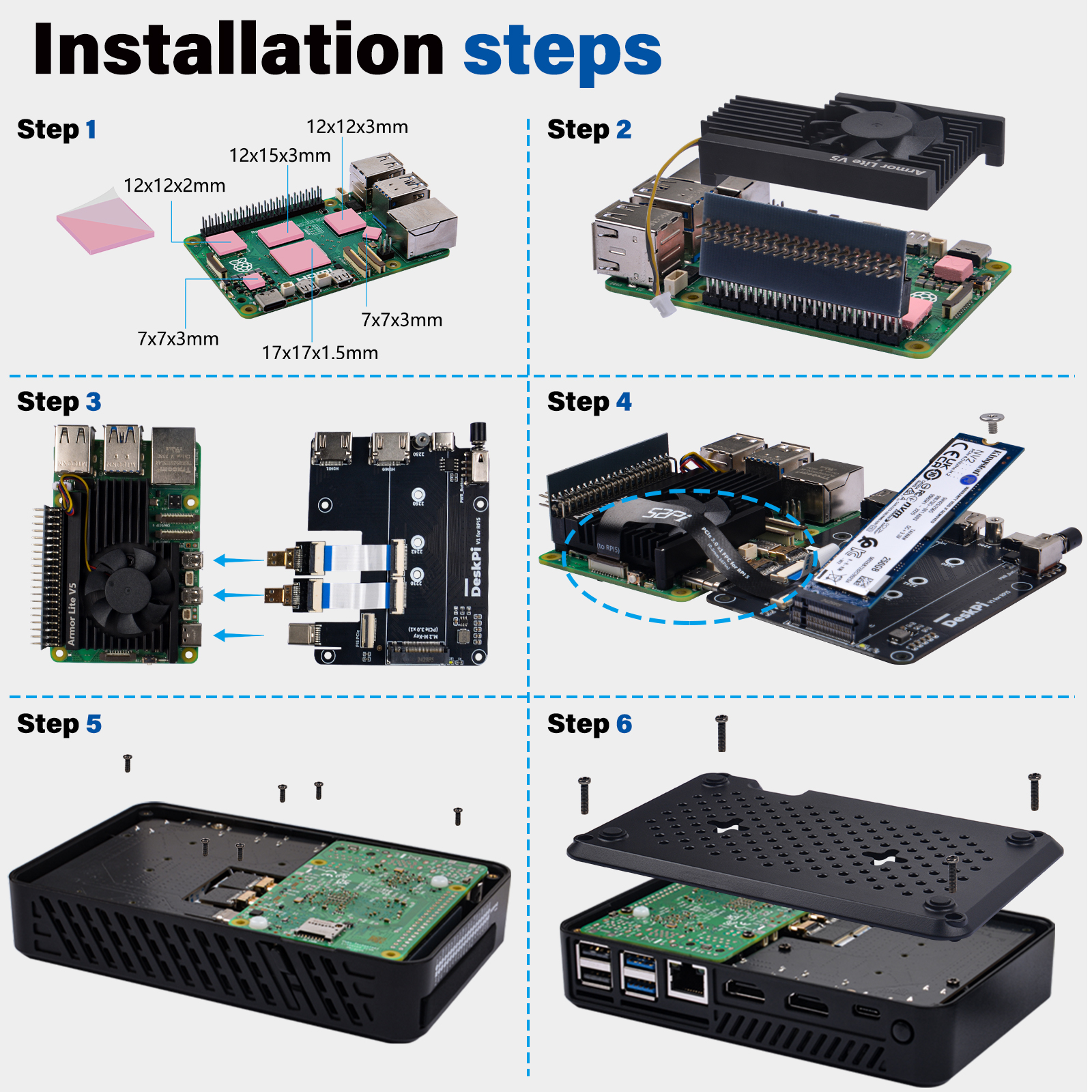 DeskPi Lite Pi5 Case installation